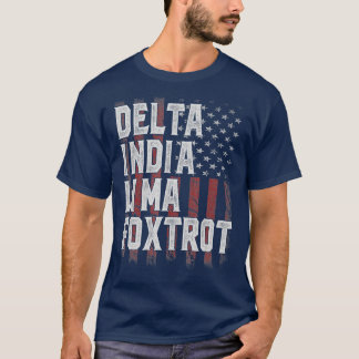 Mens DILF Delta India Lima Foxtrot US Flag Vater H T-Shirt