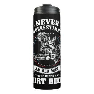 Mens Dirt Bike Funny Never Underestimate an Old Ma Thermosbecher