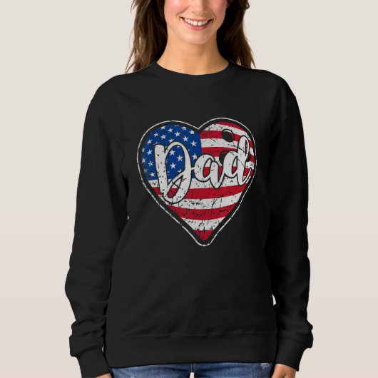 Mens Distressed American Flag Herz Bowling Vater F Sweatshirt (Vorderseite)