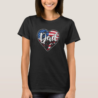 Mens Distressed American Flag Herz Motocross Vater T-Shirt