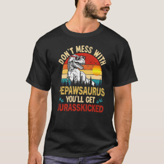 Mens Distressed Pepawsaurus Dinosaur Rex Father T-Shirt