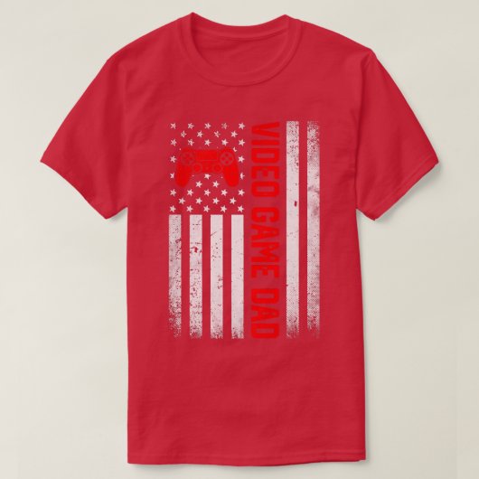 Mens Distressed USA Flag Video Game Vater Vater D T-Shirt (Design vorne)