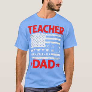 Mens Distressed USA Flaggenlehrer Vater Patriotic T-Shirt