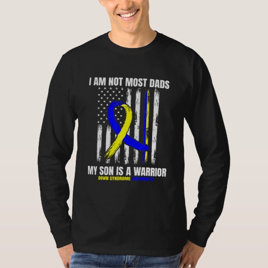 Mens Down Syndrome Awareness Ribbon Vater Warrior T-Shirt (Vorderseite)