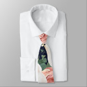 Mens Dress Krawatte Geometric Garden Rose Navy Blu (Gebunden)