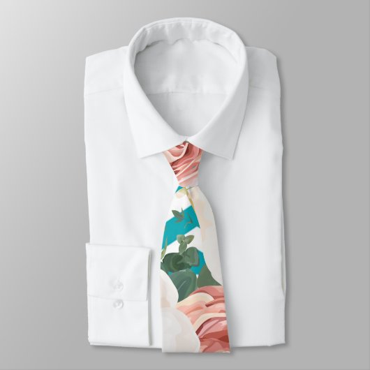 Mens Dress Krawatte Geometrische Rose Zickzack Aqu (Gebunden)