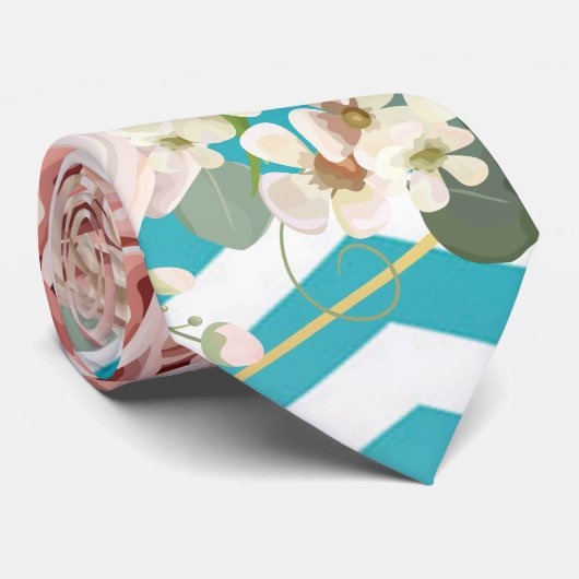 Mens Dress Krawatte Geometrische Rose Zickzack Aqu (Gerollt)