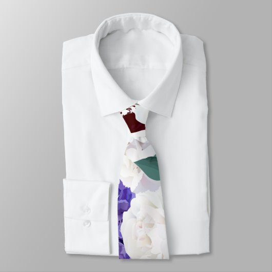Mens Dress Krawatte Lavender Hibiskus auf Weiß (Gebunden)