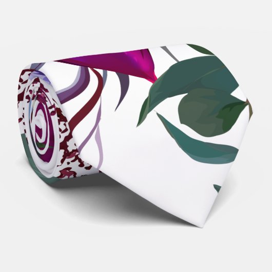 Mens Dress Krawatte Lavender Hibiskus auf Weiß (Gerollt)