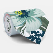 Mens Dress Krawatte Tropical Blume auf Blue Ombre (Gerollt)
