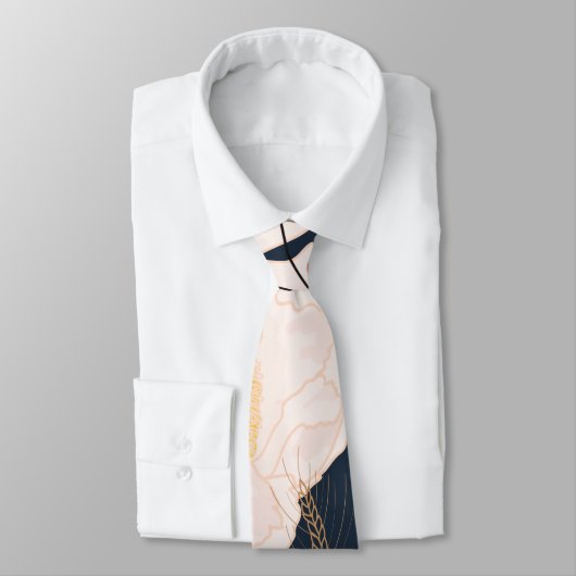 Mens Dress Krawatte Weiße Blume auf dunkelblau (Gebunden)