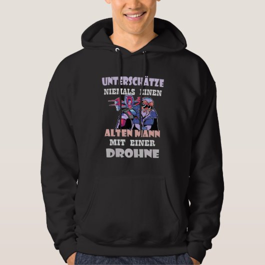 Mens Drone Drone Pilot Opa Alter Mann Hoodie (Vorderseite)