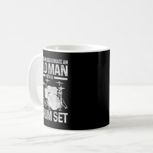 Mens Drummer Geschenk nie unterschätzen einen alte Kaffeetasse (Vorderseite Links)