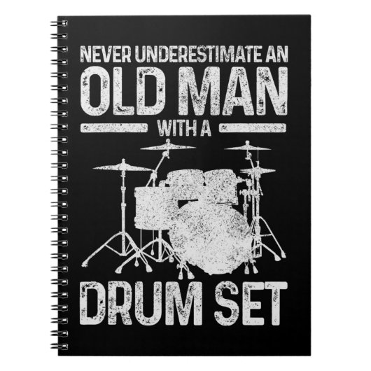 Mens Drummer Geschenk nie unterschätzen einen alte Notizblock (Vorderseite)