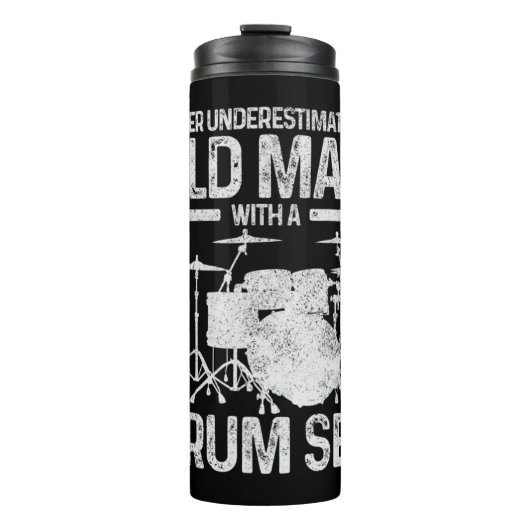 Mens Drummer Geschenk nie unterschätzen einen alte Thermosbecher (Vorderseite)
