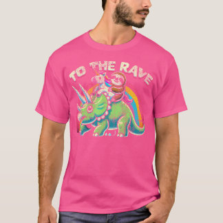 Men's Edm Rave Dinosaur Cartoon Black Small T-Shirt