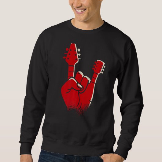 Mens Electric Guitar Devil Horns Devil Hand Heav Sweatshirt (Vorderseite)
