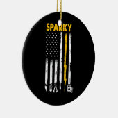Mens Electrical US Flag Sparky Tools Keramik Ornament (Rechts)