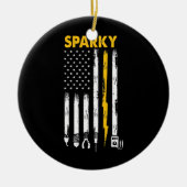 Mens Electrical US Flag Sparky Tools Keramik Ornament (Vorne)