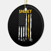 Mens Electrical US Flag Sparky Tools Keramik Ornament (Links)