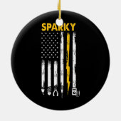 Mens Electrical US Flag Sparky Tools Keramik Ornament (Hinten)