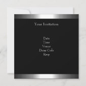 Mens Elegant 21. Geburtstag Party Schwarzes Silber Einladung (Rückseite)