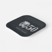 Men's Elegant Tuxedo Silver Black 50th Birthday Pappteller (Gewinkelt)