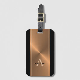 Mens Elegante Black Gold Bronze Monogram Name Gepäckanhänger