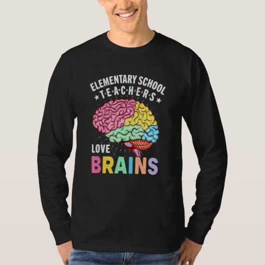 Mens Elementary Teacher Liebe Brain School T-Shirt (Vorderseite)