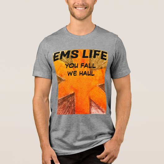 Mens EMS Life Orange Star des Lebens Tri-Blend Shirt (Vorderseite)