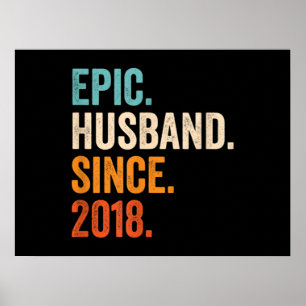 Mens Epic Husband Seit 2018 Hochzeitstag Poster