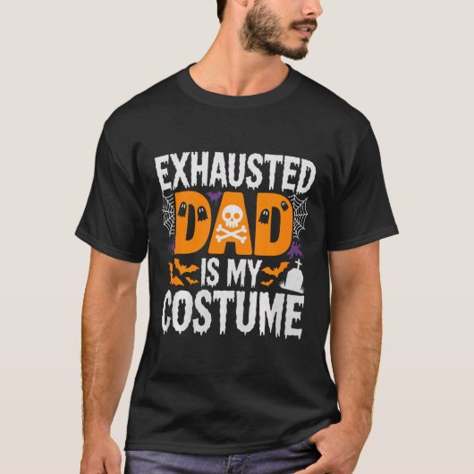 Mens Exhausted Dad Is My Costume Shirt Men Hallowe (Vorderseite)