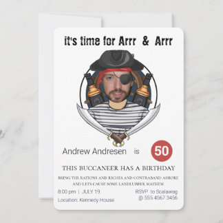 Mens Fab Pirate Geburtstag Funny Add your Face Gre Einladung