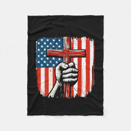 Mens Faith Over Fear Christian Patriotic American Fleecedecke (Vorderseite)