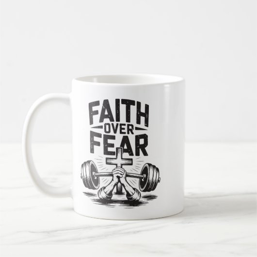 Men's Faith Over Fear Christian Workout Gym Jesus Kaffeetasse (Links)