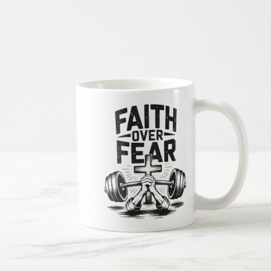 Men's Faith Over Fear Christian Workout Gym Jesus Kaffeetasse (Rechts)
