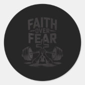 Men's Faith Over Fear Christian Workout Gym Jesus Runder Aufkleber (Vorderseite)