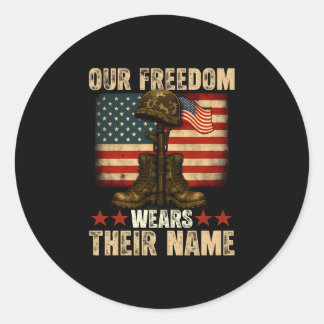 Mens fallen soldier usa flag memorial day runder aufkleber