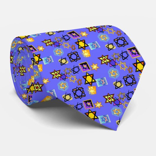 MENS FASHION KRAWATTE - MOGEN DAVID - STERNE VON D (Gerollt)