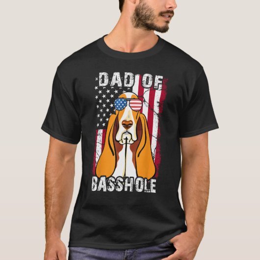 Mens Father Day Dad of Basshole Basset Hound Dog T-Shirt (Vorderseite)