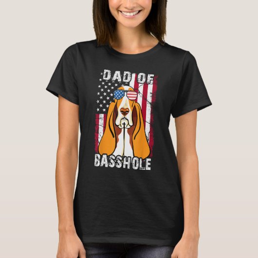 Mens Father Day Dad of Basshole Basset Hound Dog T-Shirt (Vorderseite)