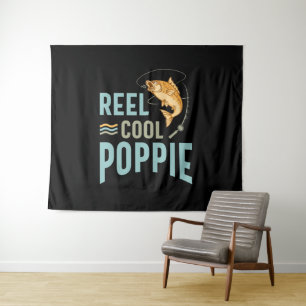 Mens Father Gift Reel Cool Poppie Wandteppich