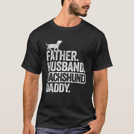 Mens Father Husband Dachshund Daddy Wiener Dad Gra T-Shirt (Vorderseite)