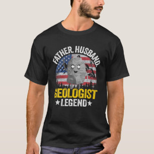 Mens Father Husband Geologin Legend American Flag T-Shirt