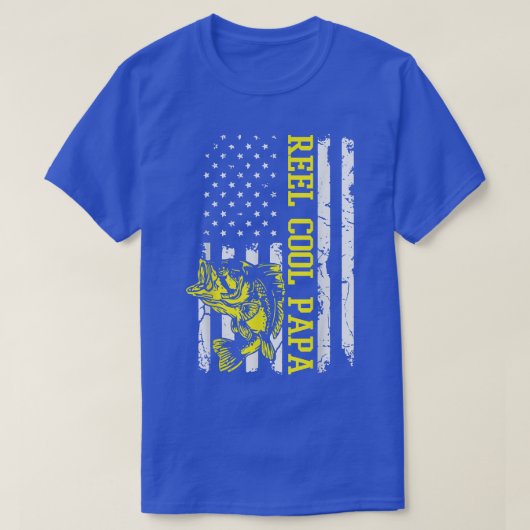 Mens Fathers Day Fishing Fisher USA Flag Amerika T-Shirt (Design vorne)