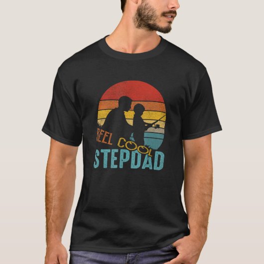 Mens  Fathers Day  Reel Cool Stepdad Fishing Fishe T-Shirt (Vorderseite)