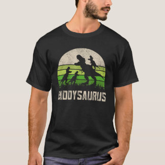 Mens Fathers Day Vater T Rex Fun Daddysaurus 4 Kin T-Shirt