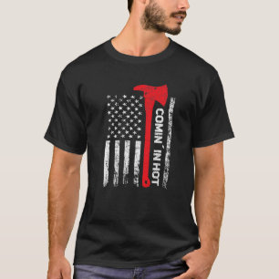 Mens Firefighter Comin´ in der heißen roten Linie T-Shirt