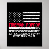 Mens Fireman Pop Pop Usa Flag Stolzes Feuerwehrman Poster (Vorne)
