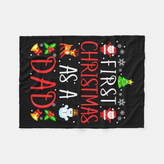Mens First Christmas As A Dad Cute Xmas New Dad An Fleecedecke (Vorderseite (Horizontal))